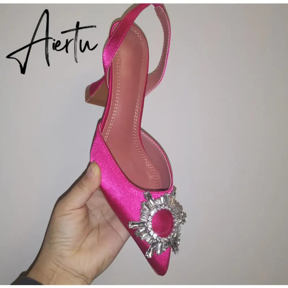 Aiertu Star style Women Sandals Elegant Pointed toe Slingback Summer Office Lady Shoes Fashion High heels Gladiator sandals Woman Aiertu