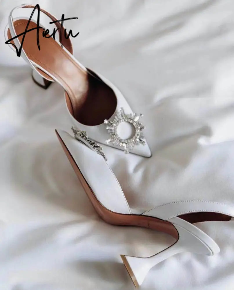 Aiertu Star style Women Sandals Elegant Pointed toe Slingback Summer Office Lady Shoes Fashion High heels Gladiator sandals Woman Aiertu