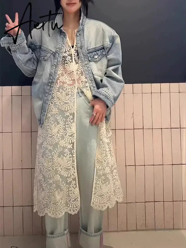 Aiertu Streetwear Summer Sleeveless Sexy Women Dresses Y2k Aesthetic Embroidery Flower Dress Fairy Harajuku Lace Split Grunge Vestidos Aiertu