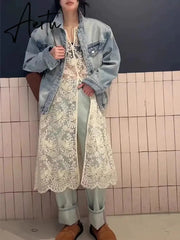 Aiertu Streetwear Summer Sleeveless Sexy Women Dresses Y2k Aesthetic Embroidery Flower Dress Fairy Harajuku Lace Split Grunge Vestidos Aiertu