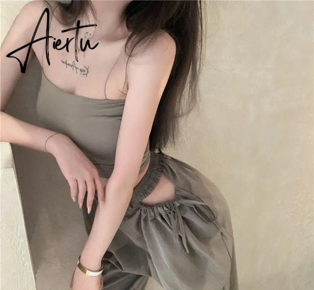 Aiertu Streetwear Women's Cargo Harem Pants Hip Hop High Waist Casual Female Track Pants Joggers Trousers Fashion Harajuku Women Pants Aiertu