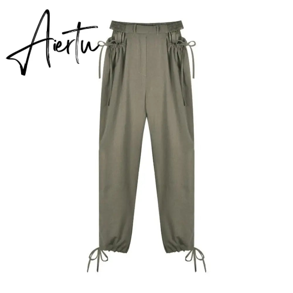 Aiertu Streetwear Women's Cargo Harem Pants Hip Hop High Waist Casual Female Track Pants Joggers Trousers Fashion Harajuku Women Pants Aiertu