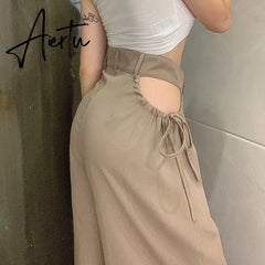 Aiertu Streetwear Women's Cargo Harem Pants Hip Hop High Waist Casual Female Track Pants Joggers Trousers Fashion Harajuku Women Pants Aiertu