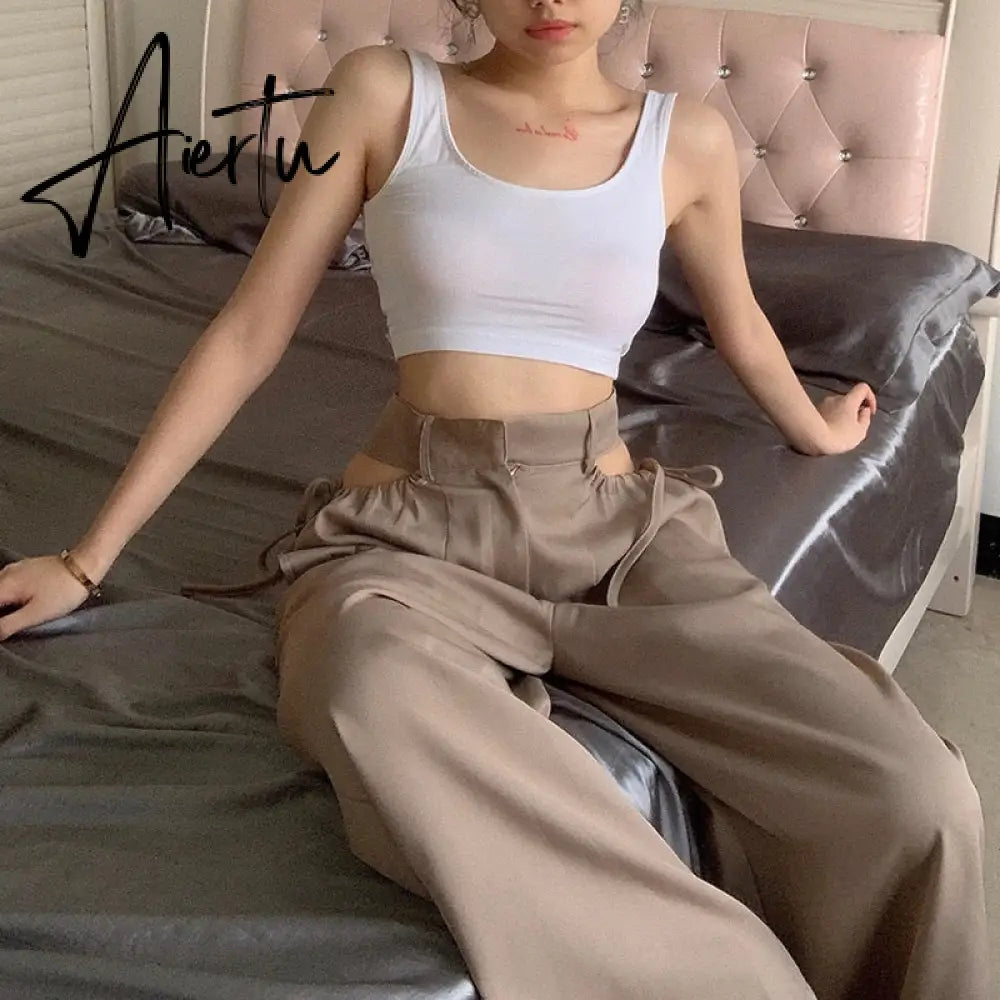 Aiertu Streetwear Women's Cargo Harem Pants Hip Hop High Waist Casual Female Track Pants Joggers Trousers Fashion Harajuku Women Pants Aiertu
