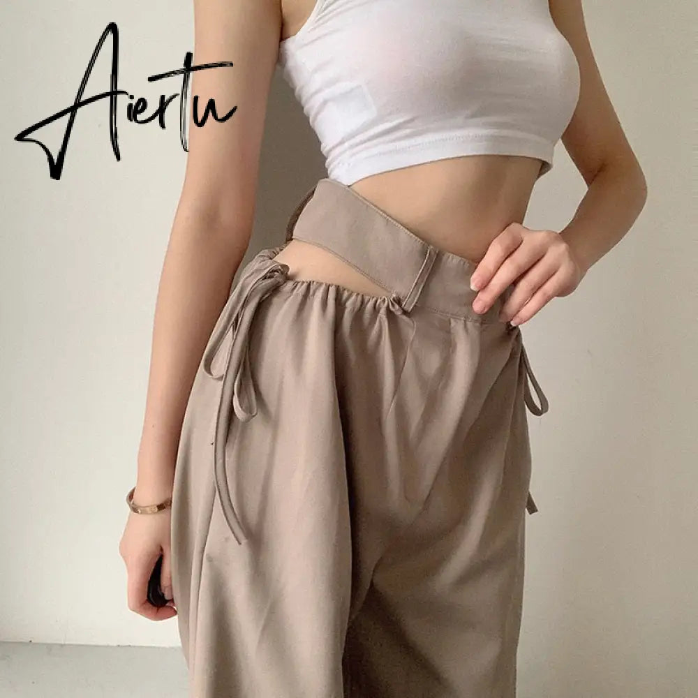Aiertu Streetwear Women's Cargo Harem Pants Hip Hop High Waist Casual Female Track Pants Joggers Trousers Fashion Harajuku Women Pants Aiertu