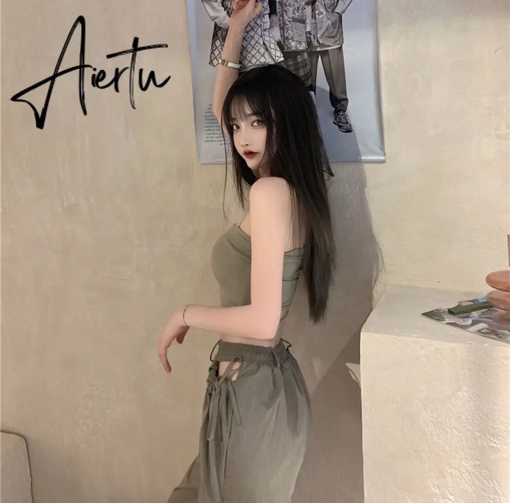 Aiertu Streetwear Women's Cargo Harem Pants Hip Hop High Waist Casual Female Track Pants Joggers Trousers Fashion Harajuku Women Pants Aiertu