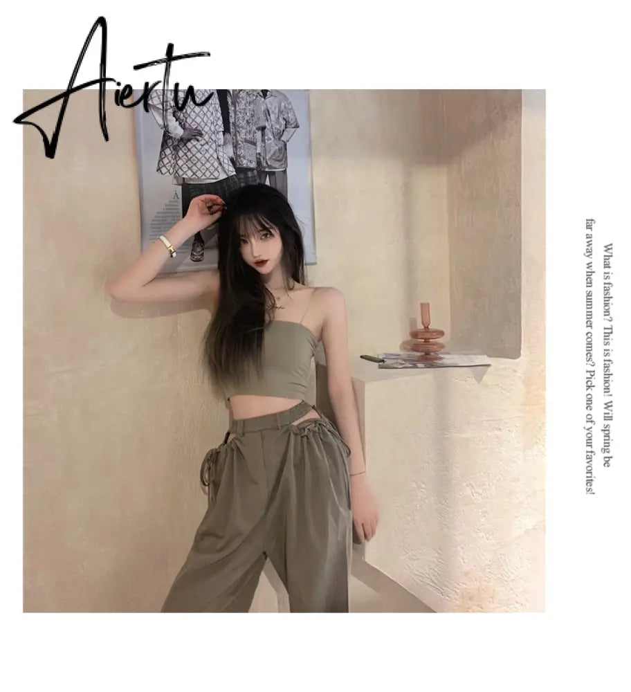 Aiertu Streetwear Women's Cargo Harem Pants Hip Hop High Waist Casual Female Track Pants Joggers Trousers Fashion Harajuku Women Pants Aiertu