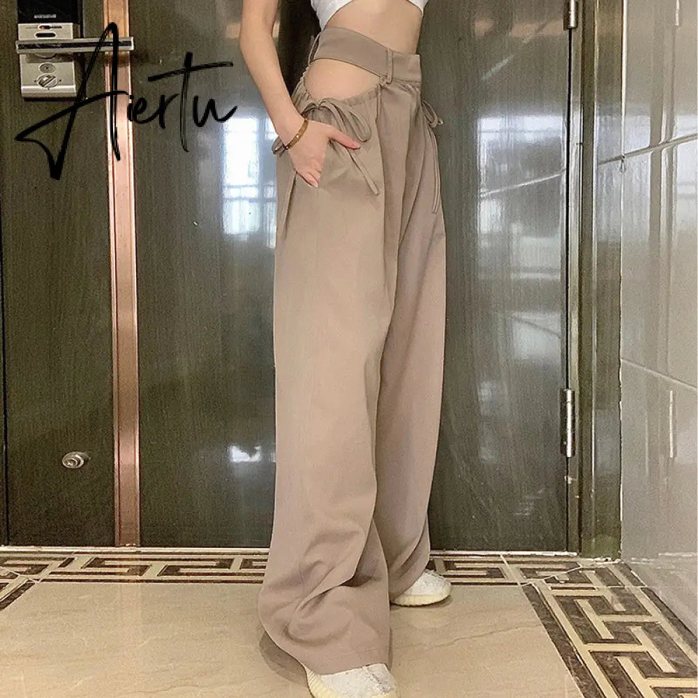 Aiertu Streetwear Women's Cargo Harem Pants Hip Hop High Waist Casual Female Track Pants Joggers Trousers Fashion Harajuku Women Pants Aiertu