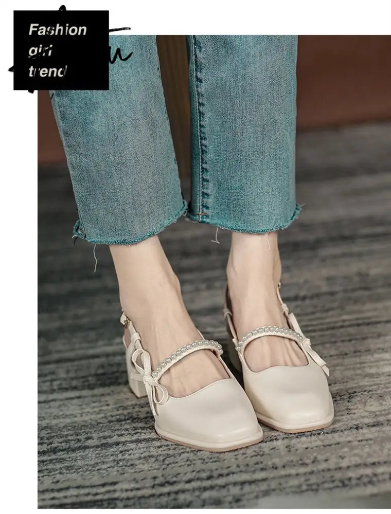Aiertu Summer Chic High Heel Sexy Ladies Sandals Side Knot Faux Pearl Fashion Women Pumps Open Back Heel Female Shoes Aiertu