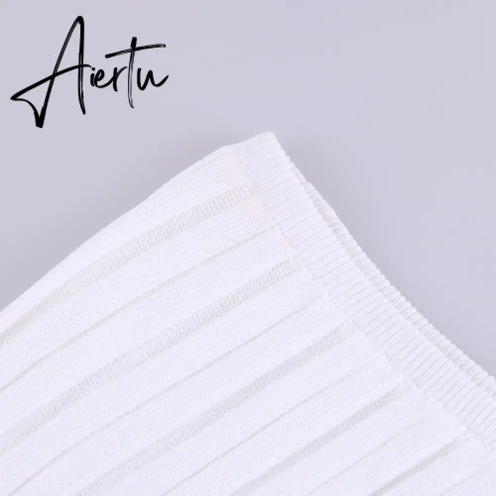Aiertu Summer Knit Long Skirts For Women Sexy Beach Cove Up Dress Party Outfits Dropped Waist See Through Wrap White Midi Skirt Aiertu