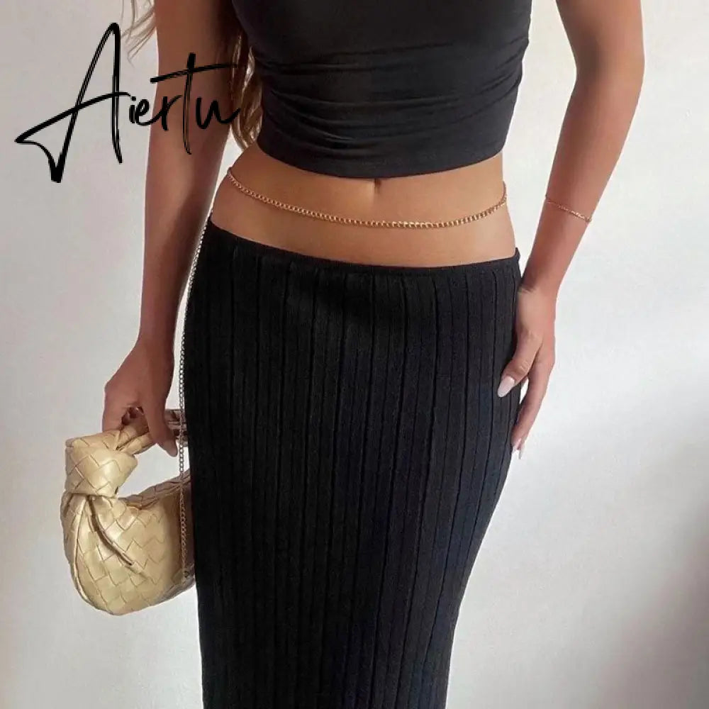 Aiertu Summer Knit Long Skirts For Women Sexy Beach Cove Up Dress Party Outfits Dropped Waist See Through Wrap White Midi Skirt Aiertu
