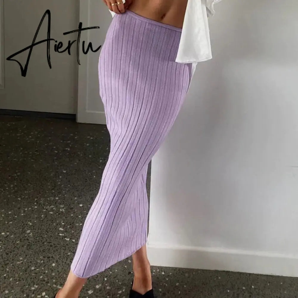 Aiertu Summer Knit Long Skirts For Women Sexy Beach Cove Up Dress Party Outfits Dropped Waist See Through Wrap White Midi Skirt Aiertu