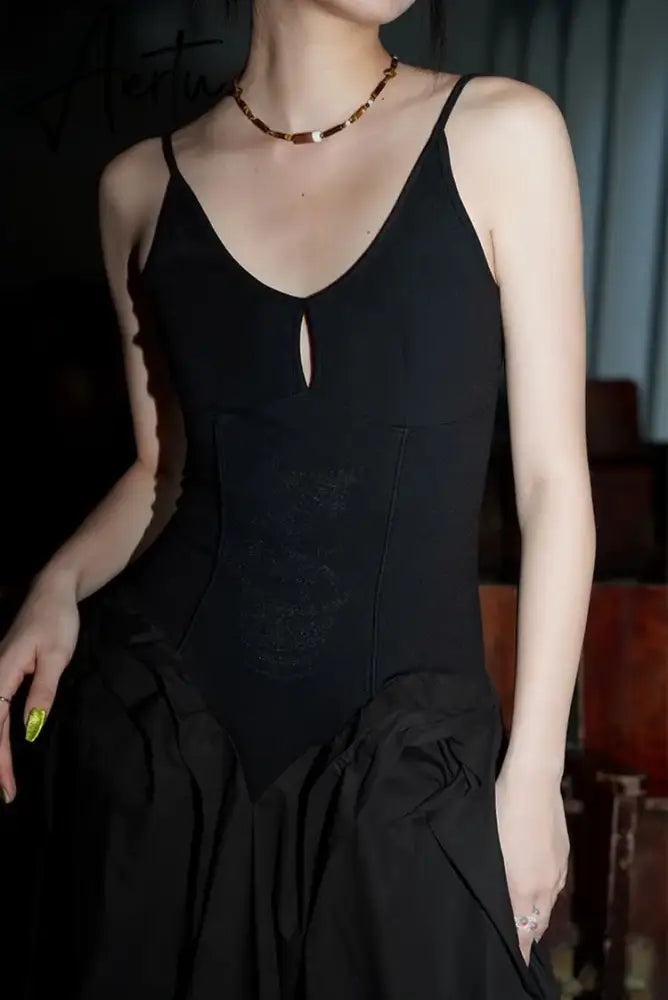 Aiertu Summer Lady Harajuku Camis Sleeveless Dress Women Vintage Ruffle Patchwork Maxi Long Dresses Korean Y2k Party Robe Vestidos Aiertu