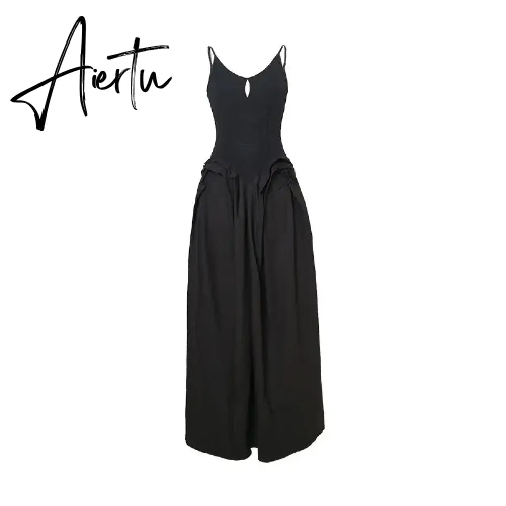 Aiertu Summer Lady Harajuku Camis Sleeveless Dress Women Vintage Ruffle Patchwork Maxi Long Dresses Korean Y2k Party Robe Vestidos Aiertu