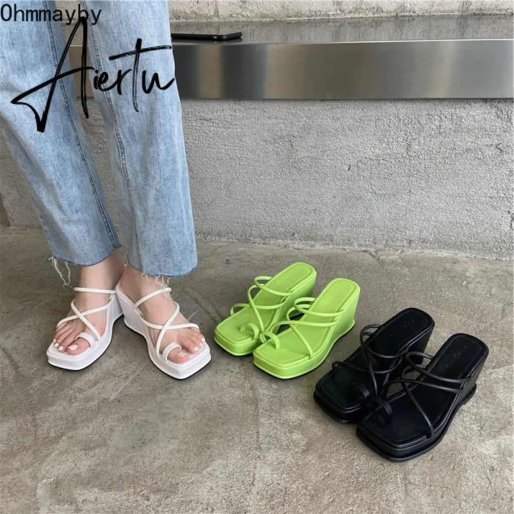 Aiertu Summer New Fashion Women Wedges Slippers Sexy Flip Flop Sandals High Quality Ladies Outdoor Platform Slides Aiertu