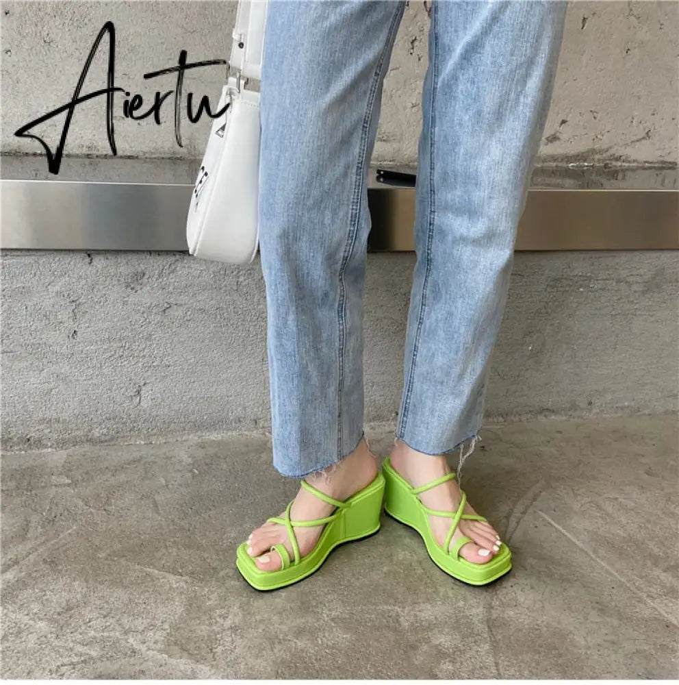 Aiertu Summer New Fashion Women Wedges Slippers Sexy Flip Flop Sandals High Quality Ladies Outdoor Platform Slides Aiertu