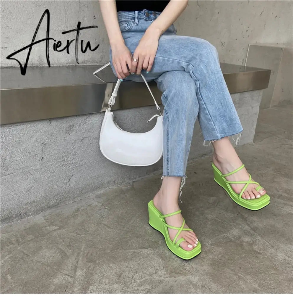 Aiertu Summer New Fashion Women Wedges Slippers Sexy Flip Flop Sandals High Quality Ladies Outdoor Platform Slides Aiertu