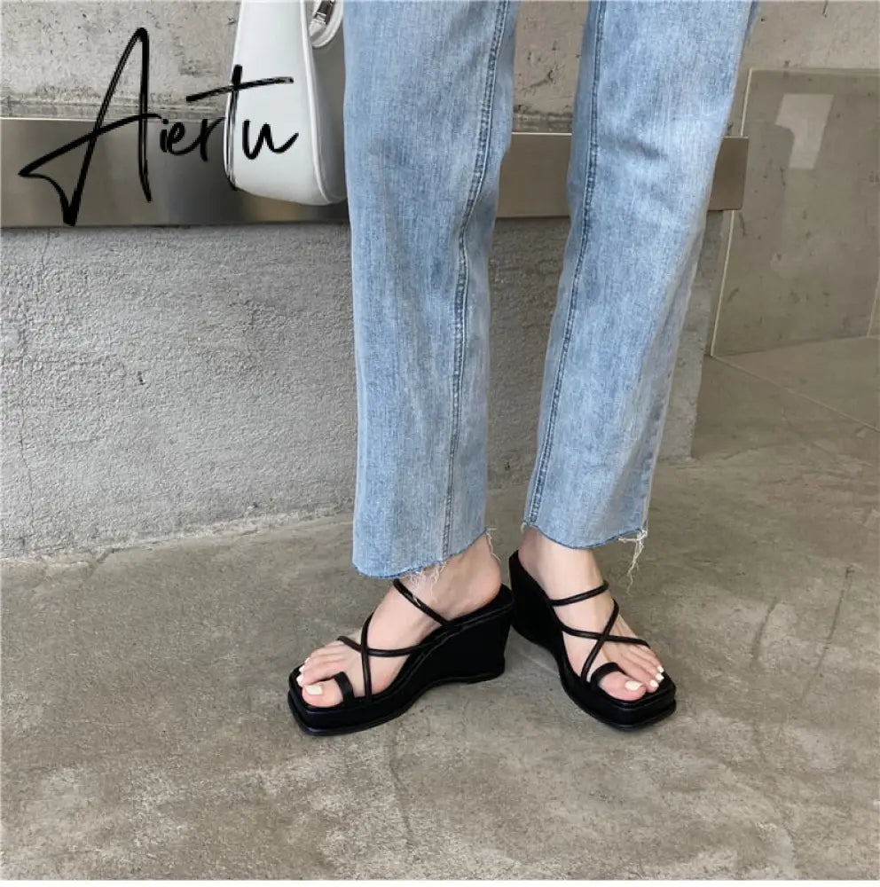 Aiertu Summer New Fashion Women Wedges Slippers Sexy Flip Flop Sandals High Quality Ladies Outdoor Platform Slides Aiertu