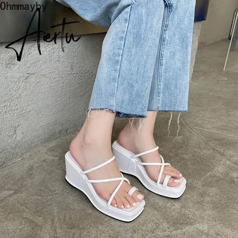 Aiertu Summer New Fashion Women Wedges Slippers Sexy Flip Flop Sandals High Quality Ladies Outdoor Platform Slides Aiertu