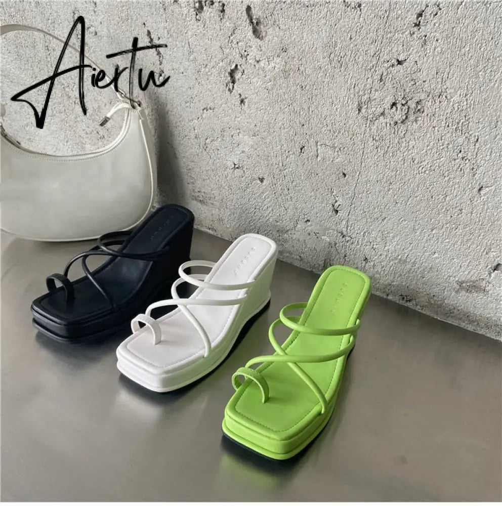 Aiertu Summer New Fashion Women Wedges Slippers Sexy Flip Flop Sandals High Quality Ladies Outdoor Platform Slides Aiertu