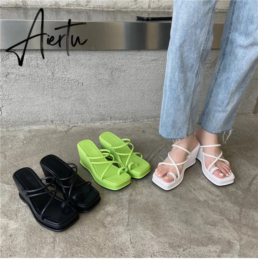 Aiertu Summer New Fashion Women Wedges Slippers Sexy Flip Flop Sandals High Quality Ladies Outdoor Platform Slides Aiertu