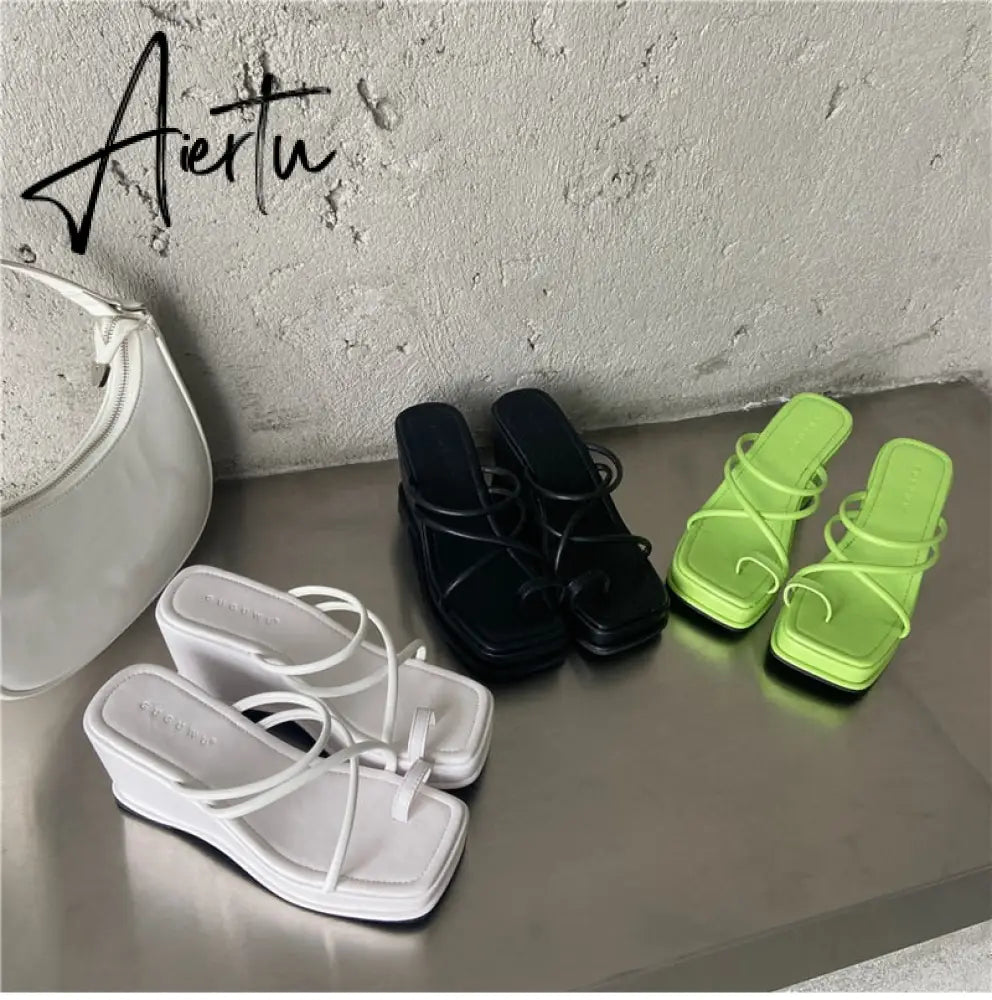 Aiertu Summer New Fashion Women Wedges Slippers Sexy Flip Flop Sandals High Quality Ladies Outdoor Platform Slides Aiertu