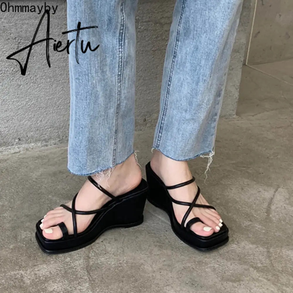 Aiertu Summer New Fashion Women Wedges Slippers Sexy Flip Flop Sandals High Quality Ladies Outdoor Platform Slides Aiertu