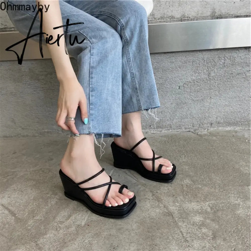 Aiertu Summer New Fashion Women Wedges Slippers Sexy Flip Flop Sandals High Quality Ladies Outdoor Platform Slides Aiertu