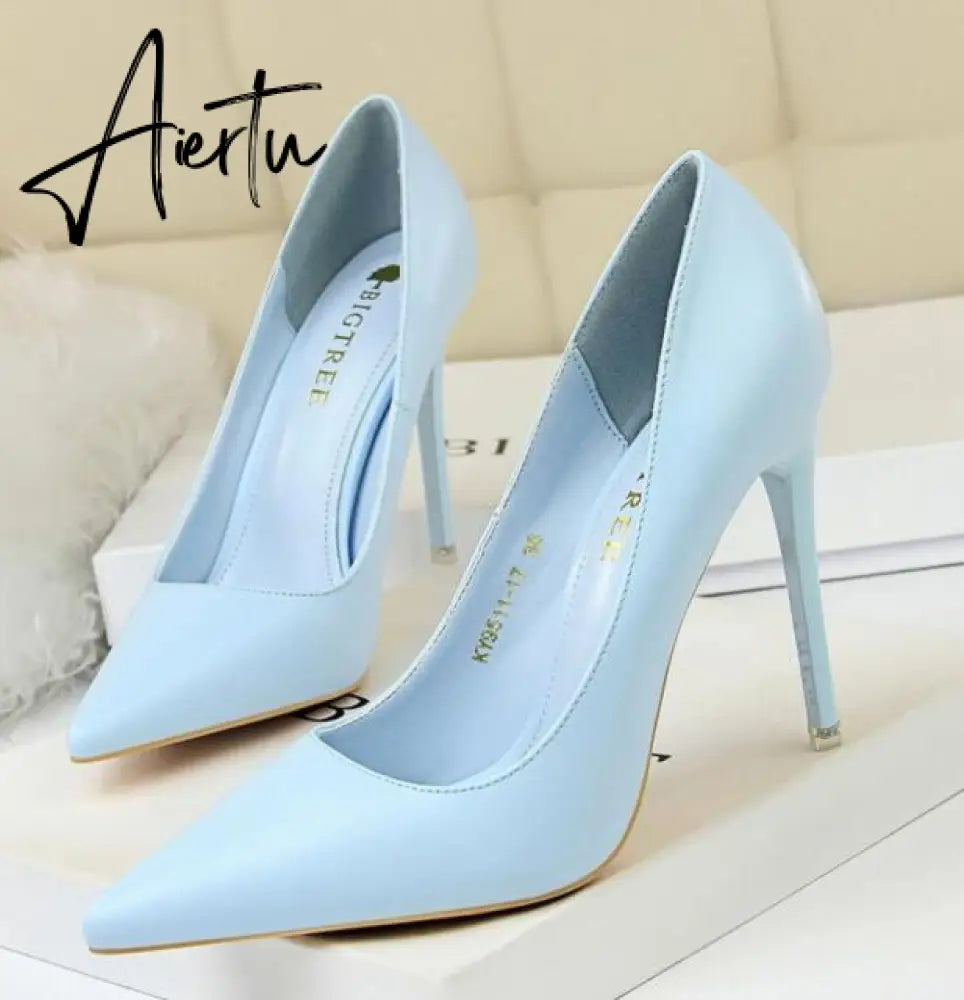 Aiertu Summer new high-heeled sandals with stiletto and pointed toe high-heeled shoes for women's casual solid color high-heeled shoes Aiertu