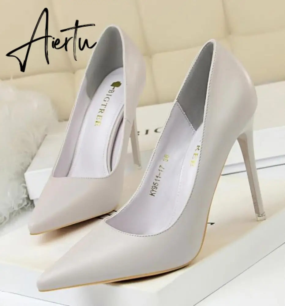 Aiertu Summer new high-heeled sandals with stiletto and pointed toe high-heeled shoes for women's casual solid color high-heeled shoes Aiertu