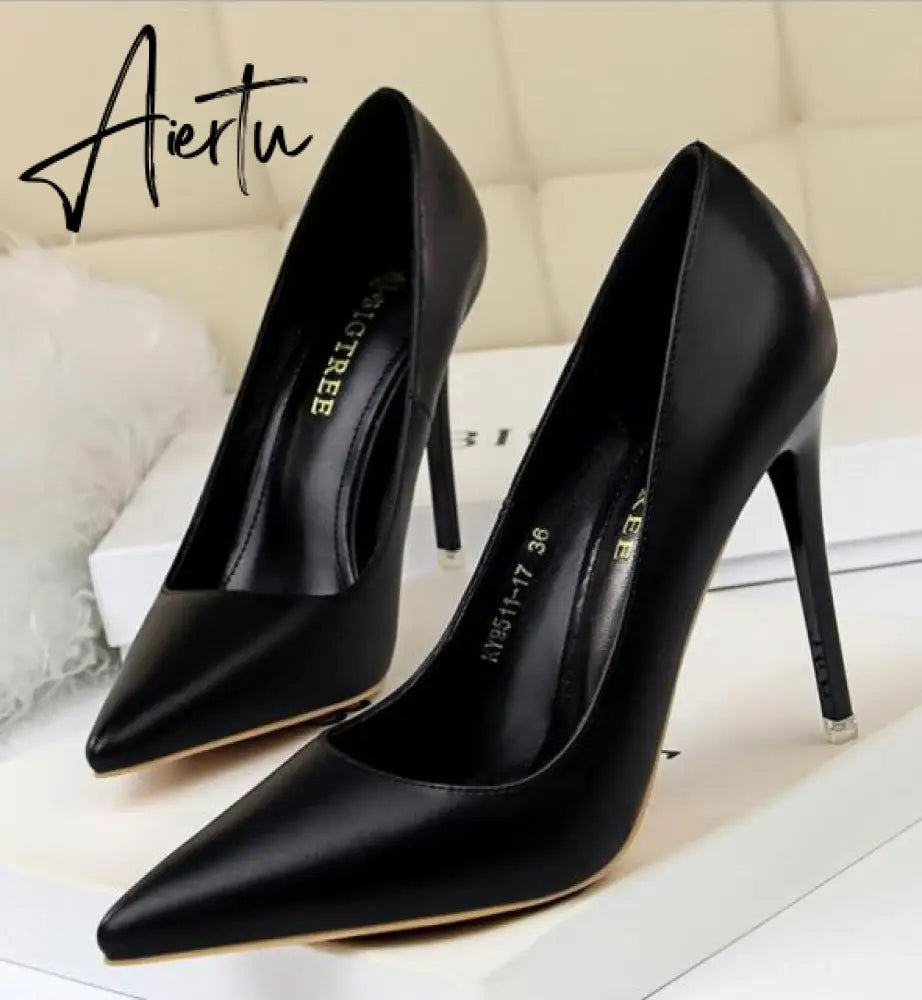 Aiertu Summer new high-heeled sandals with stiletto and pointed toe high-heeled shoes for women's casual solid color high-heeled shoes Aiertu