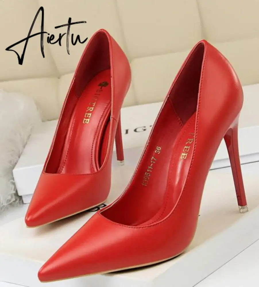 Aiertu Summer new high-heeled sandals with stiletto and pointed toe high-heeled shoes for women's casual solid color high-heeled shoes Aiertu