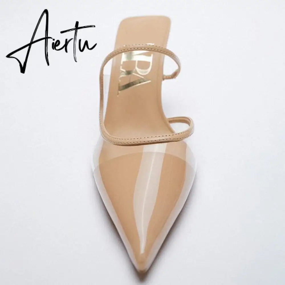 Aiertu   Summer New High-heeled Sandals with Stiletto and Pointed Toe High-heeled Shoes for Women's Casual Solid Color High-heeled Shoes Aiertu