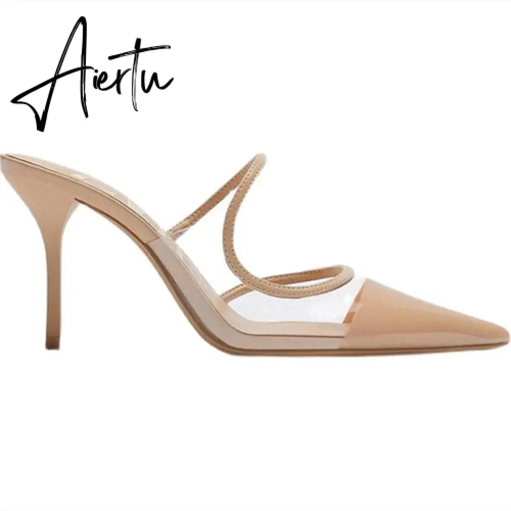 Aiertu   Summer New High-heeled Sandals with Stiletto and Pointed Toe High-heeled Shoes for Women's Casual Solid Color High-heeled Shoes Aiertu