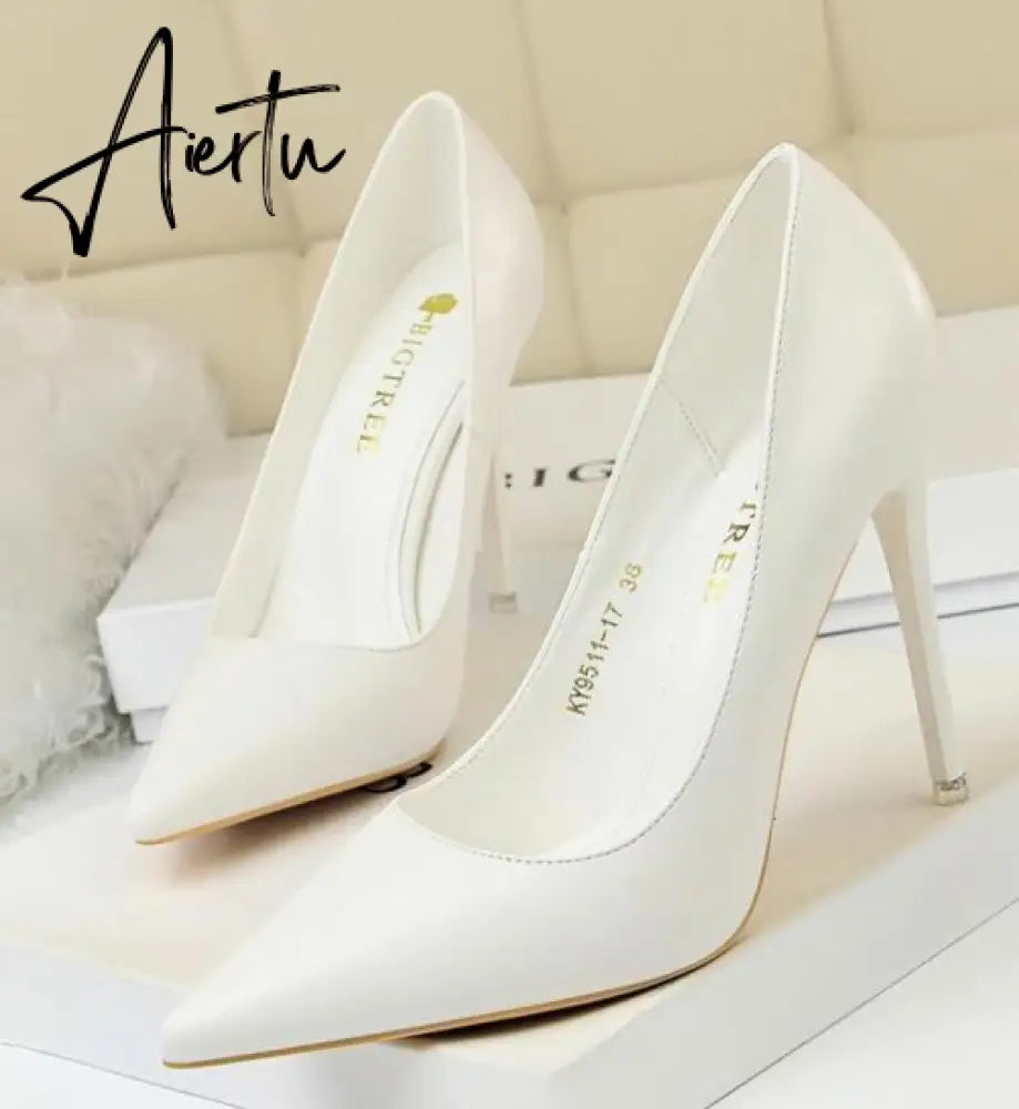 Aiertu Summer new high-heeled sandals with stiletto and pointed toe high-heeled shoes for women's casual solid color high-heeled shoes Aiertu