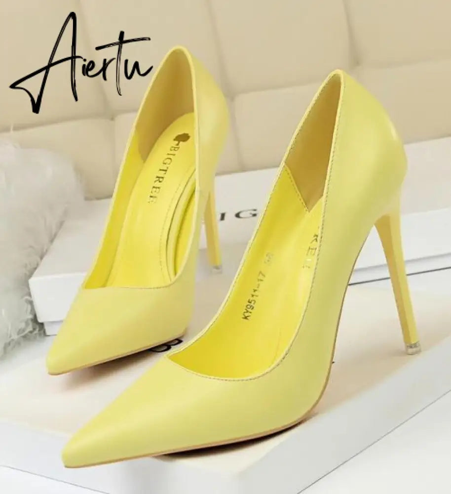 Aiertu Summer new high-heeled sandals with stiletto and pointed toe high-heeled shoes for women's casual solid color high-heeled shoes Aiertu