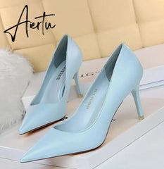 Aiertu Summer new high-heeled sandals with stiletto and pointed toe high-heeled shoes for women's casual solid color high-heeled shoes Aiertu