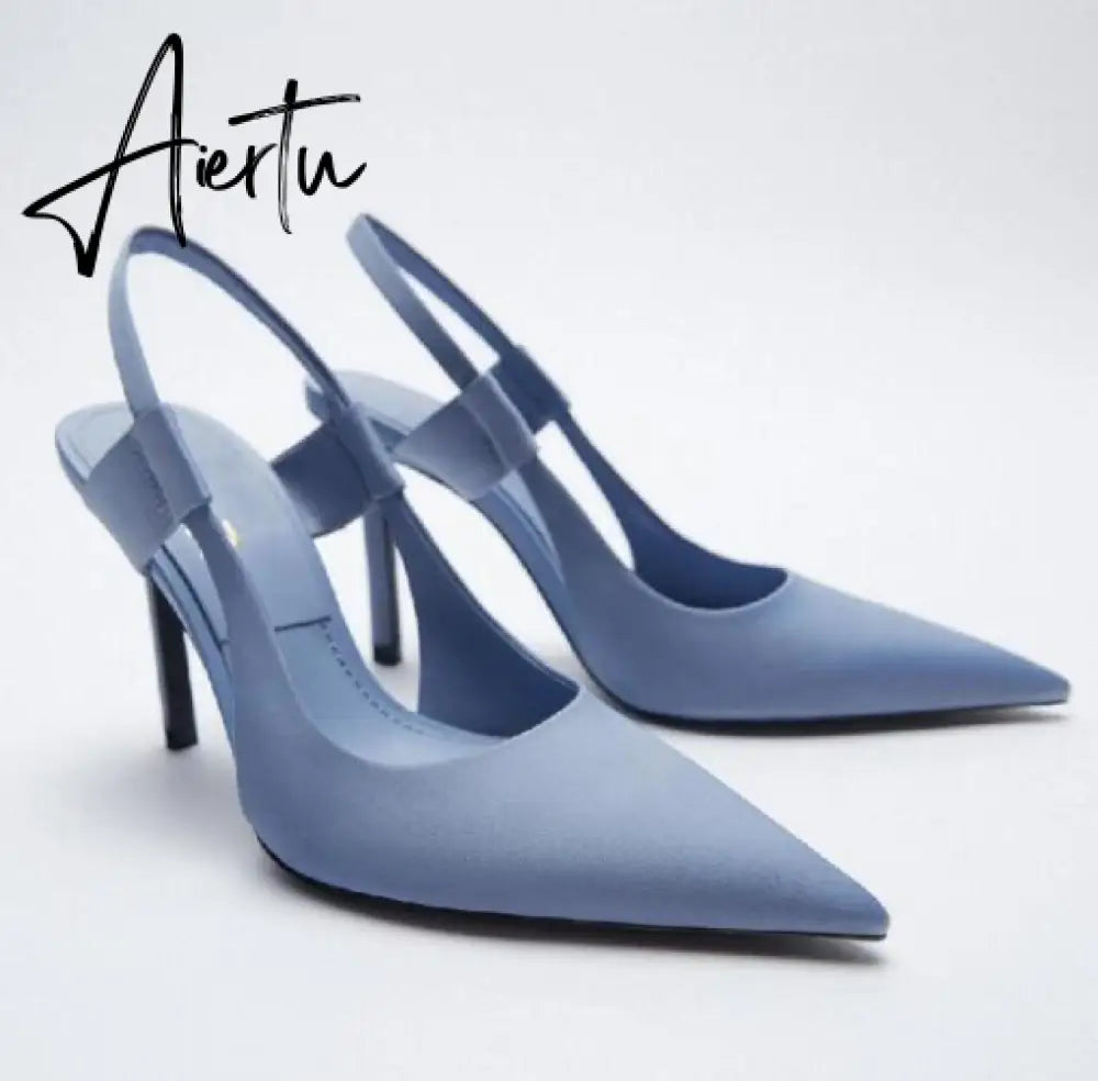 Aiertu Summer new high-heeled sandals with stiletto and pointed toe high-heeled shoes for women's casual solid color high-heeled shoes Aiertu