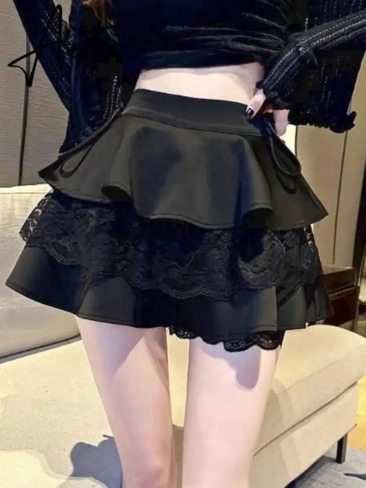Aiertu Summer Pink Sexy Elegant Skirt Women Lace Designer Fashion Party Mini Skirt Female Ruffle Bandage Korean Vintage Skirt New Aiertu