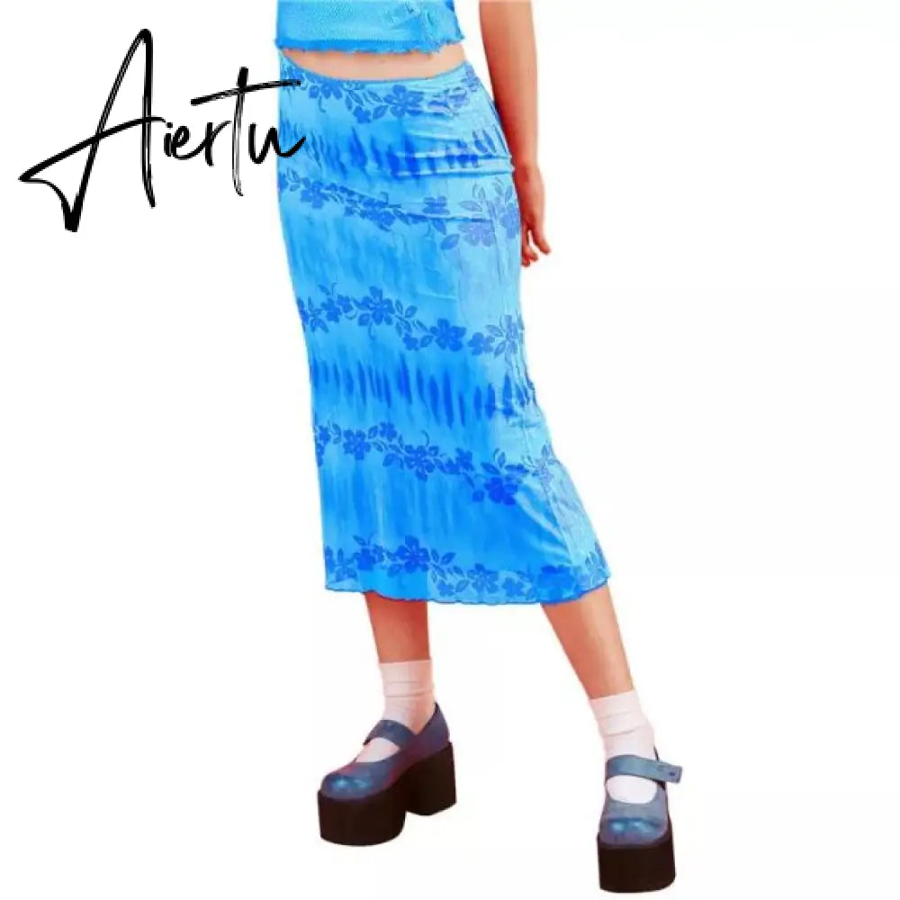 Aiertu Summer Print Skirt Women A-Line Trendy Y2K Skirts Harajuku Knee-Length Casual High Waist Party Streetwear Bodycon E-girl Skirt Aiertu