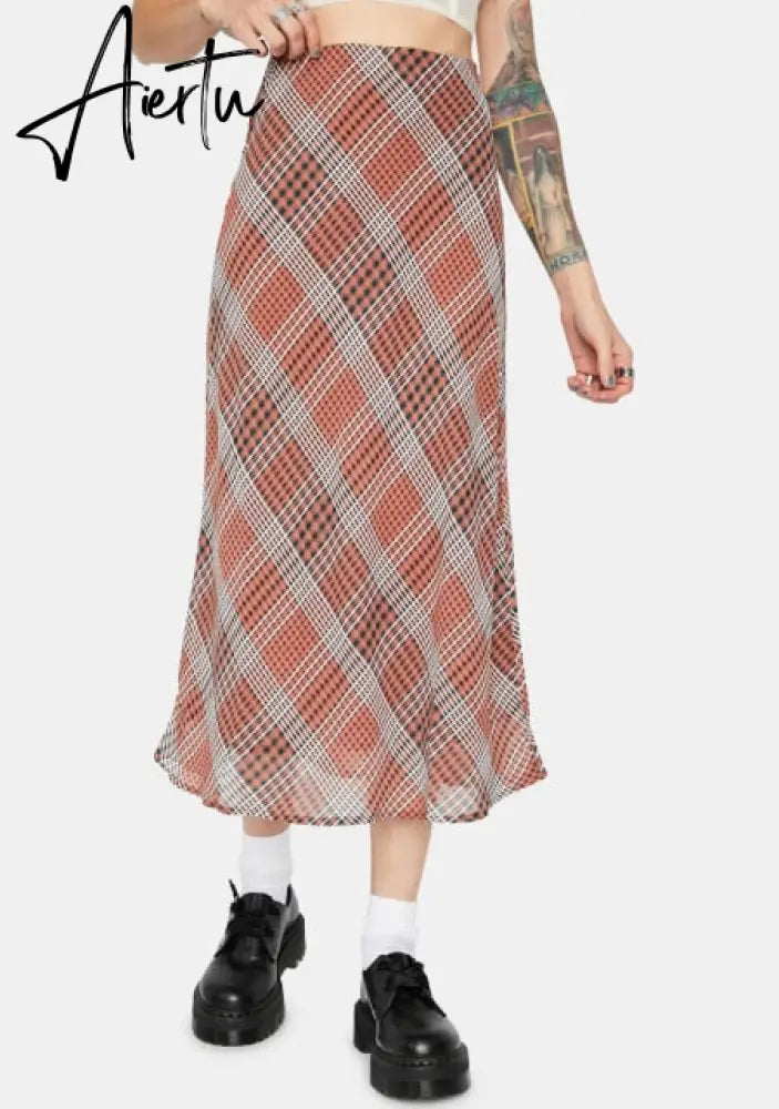 Aiertu Summer Print Skirt Women A-Line Trendy Y2K Skirts Harajuku Knee-Length Casual High Waist Party Streetwear Bodycon E-girl Skirt Aiertu