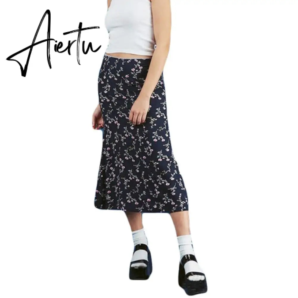 Aiertu Summer Print Skirt Women A-Line Trendy Y2K Skirts Harajuku Knee-Length Casual High Waist Party Streetwear Bodycon E-girl Skirt Aiertu