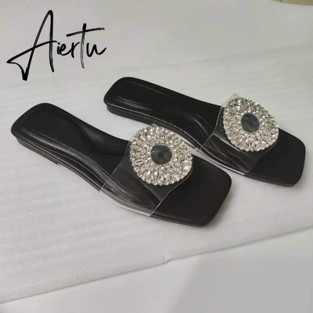 Aiertu  Summer Sandals Women New Fashion Beige Flat Shoes Pointed Sexy Bow Outer Wear Plus Size 41 Lazy Slippers Luxury Brand Aiertu