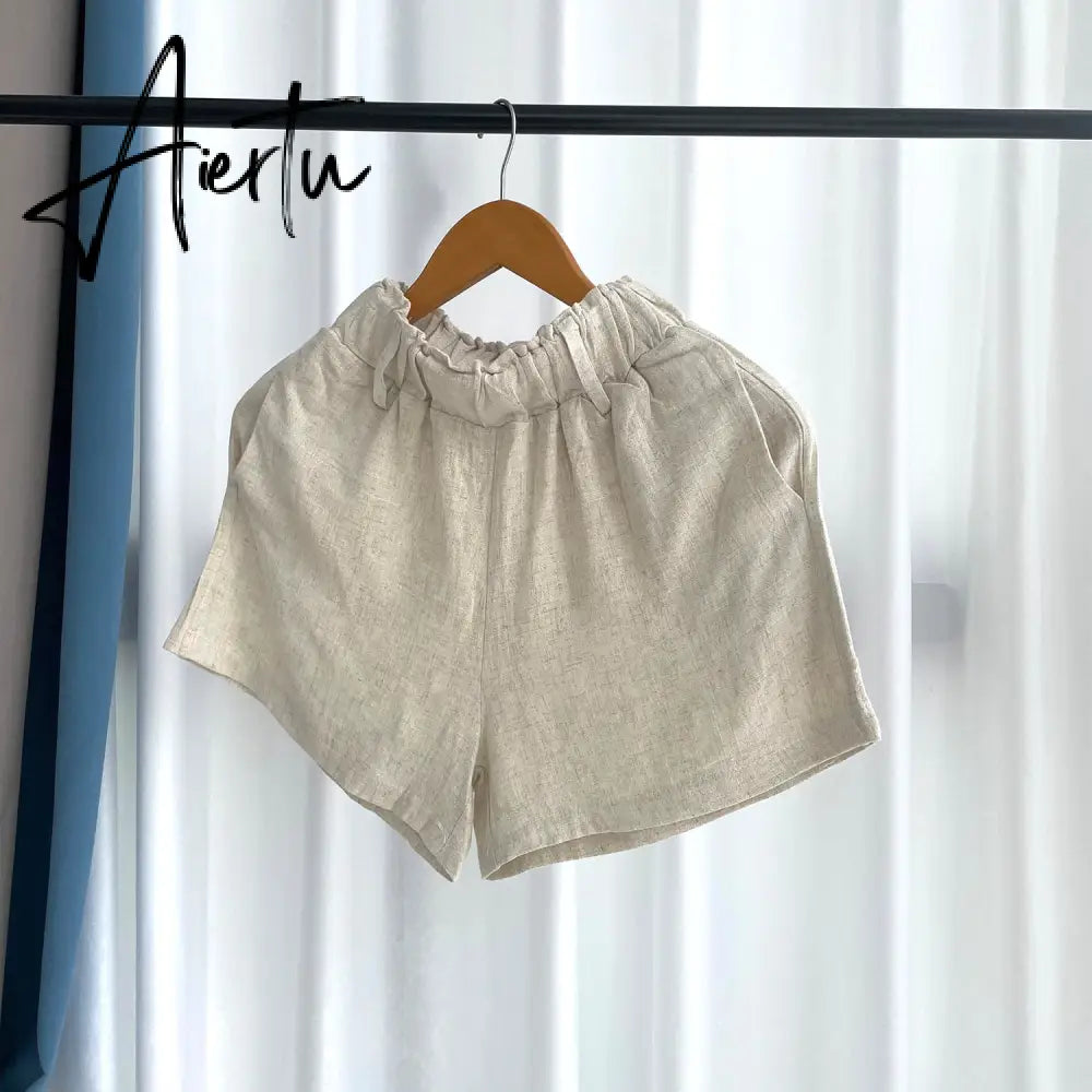 Aiertu Summer Women Three Piece Sets Casual Linen Plaid Long Sleeve Tops + Elastic Waist Belt Wide Leg Shorts Vest Suits Aiertu