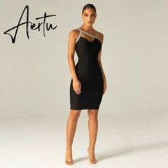 Aiertu Summer Women's Dress Multi-Color Spaghetti Strap Beaded Strapless Sexy Celebrity Cocktail Party Bandage Dress Aiertu