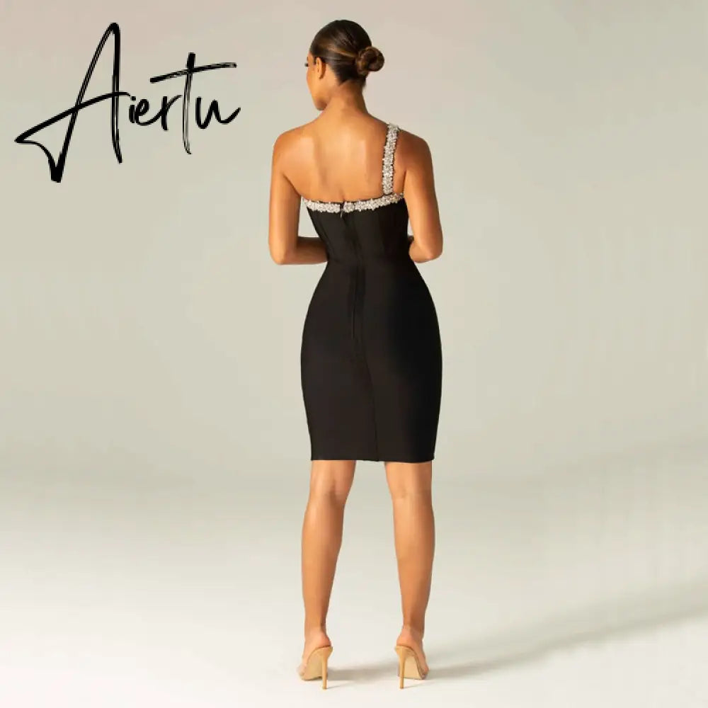 Aiertu Summer Women's Dress Multi-Color Spaghetti Strap Beaded Strapless Sexy Celebrity Cocktail Party Bandage Dress Aiertu