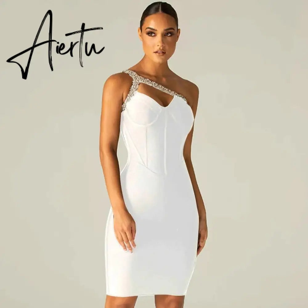 Aiertu Summer Women's Dress Multi-Color Spaghetti Strap Beaded Strapless Sexy Celebrity Cocktail Party Bandage Dress Aiertu