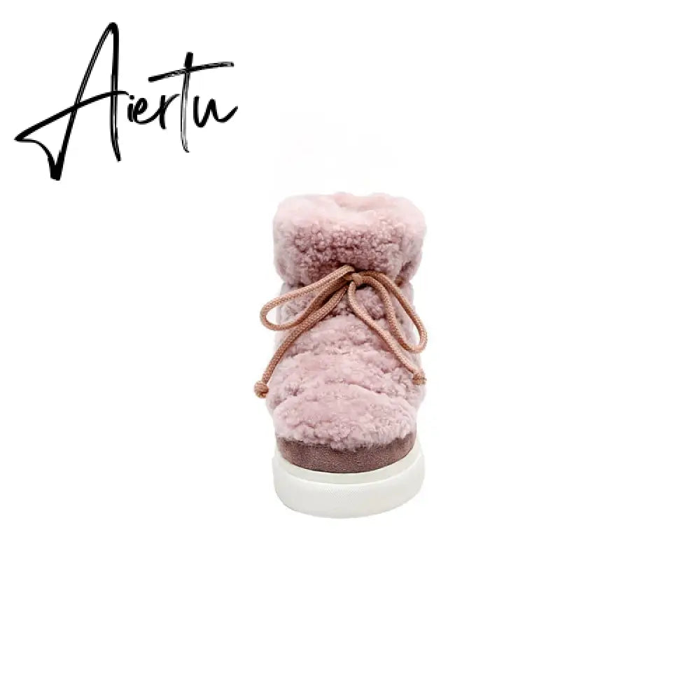 Aiertu Sweet Women Wool Cow Suede Ankle Boots Female Big Size Snow Boots Dancing Casual Shoes Woman Newest Flats Platform Boots Aiertu