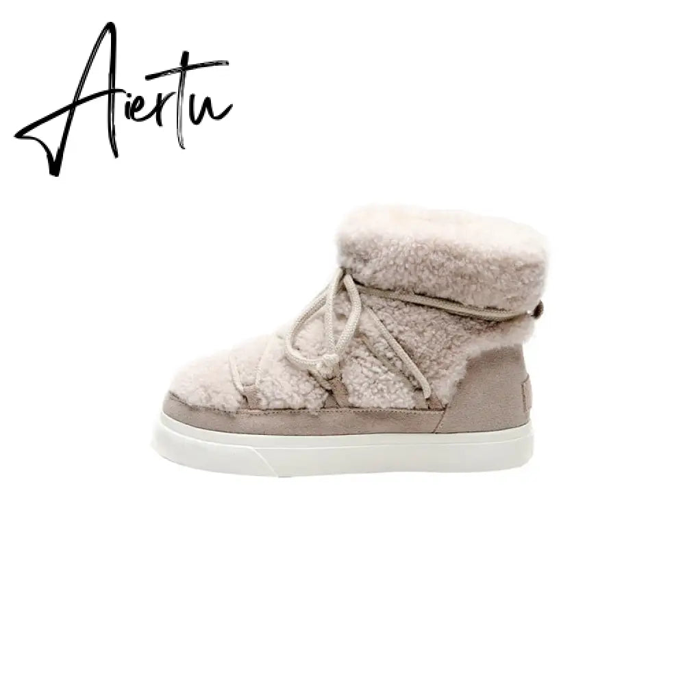 Aiertu Sweet Women Wool Cow Suede Ankle Boots Female Big Size Snow Boots Dancing Casual Shoes Woman Newest Flats Platform Boots Aiertu