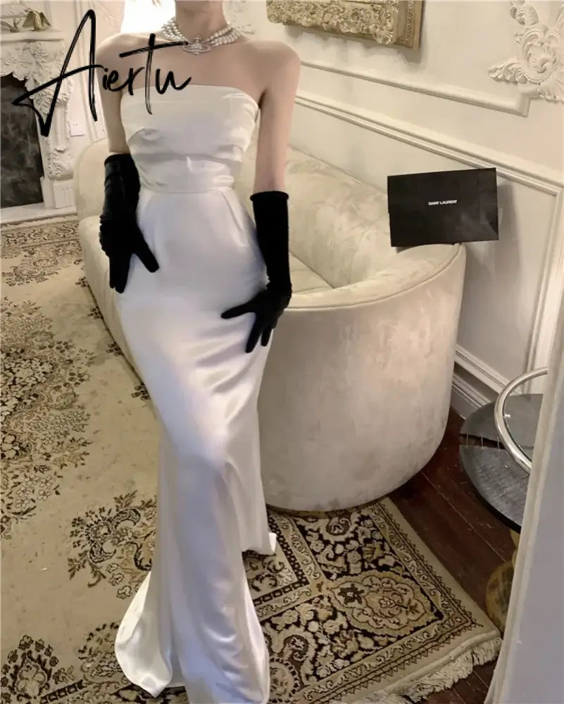 Aiertu Temperament Dresses Women French Style Chic Sleeveless Slim Belt Sexy Mermaid Dress Vintage Backless Party Ladies Aiertu